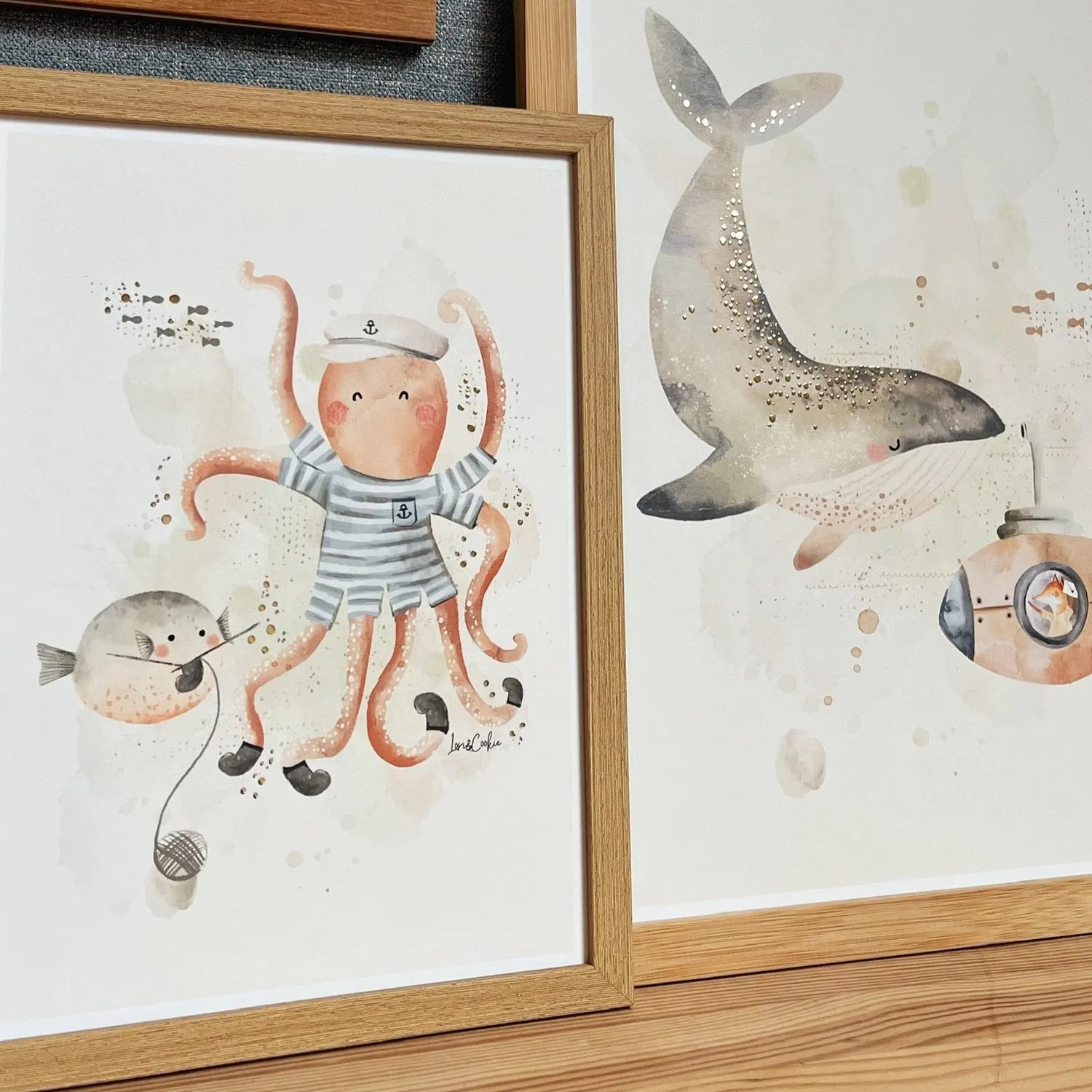 Lori & Cookie Kidsdeco Ollie Octopus poster A3 goudfolie