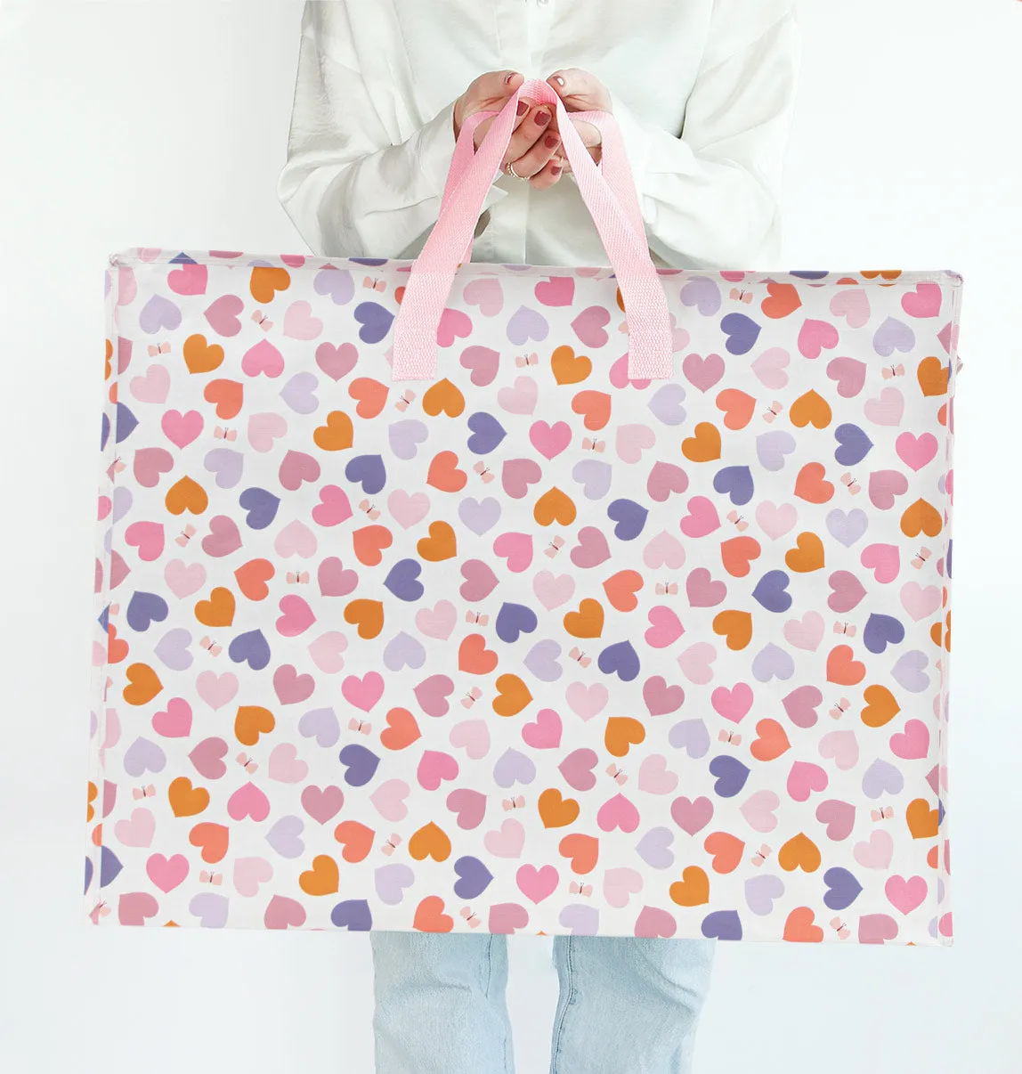 A Little Lovely Company Hartjes XL opbergtas met rits
