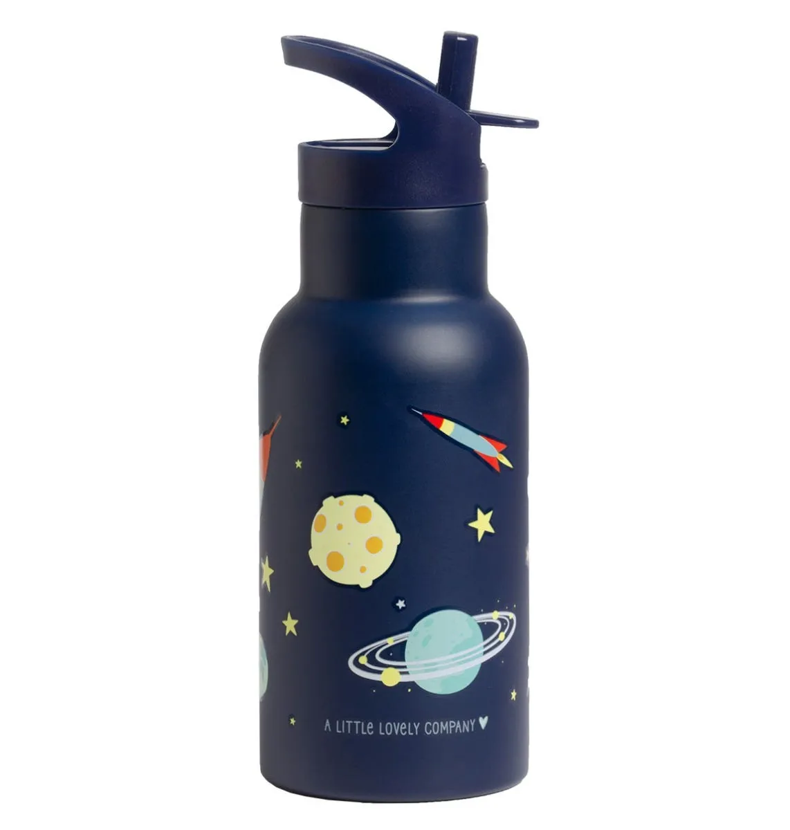 A Little Lovely Company Ruimte RVS drinkfles 350 ml donkerblauw