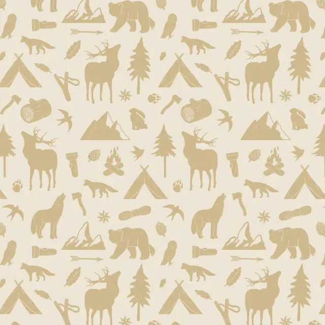 Little Amour Wild Forest behangstaal oker bos