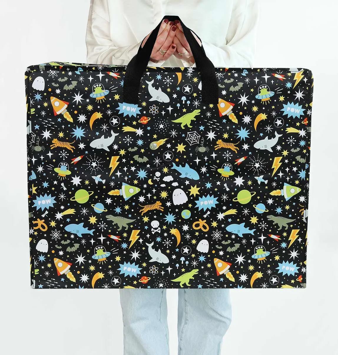 A Little Lovely Company Galaxy XL opbergtas zwart rits
