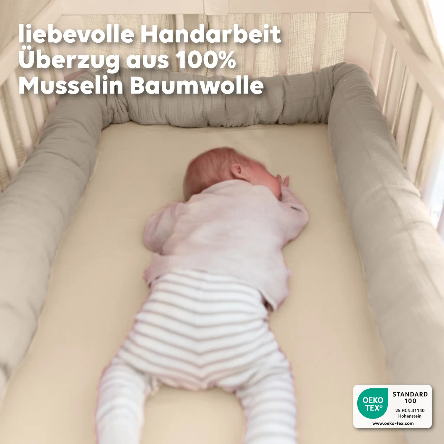 Lilimaus Bettschlange Bedslang Mousseline Eucalyptus 200cm