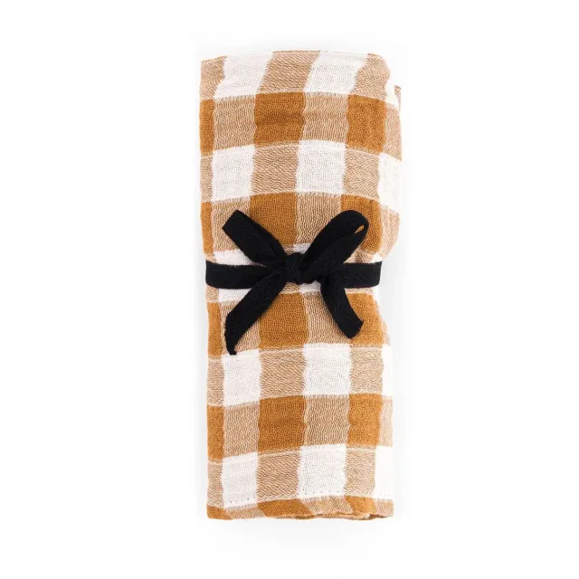Musje Amsterdam Vichy wikkeldoek Caramel 110x110 katoen