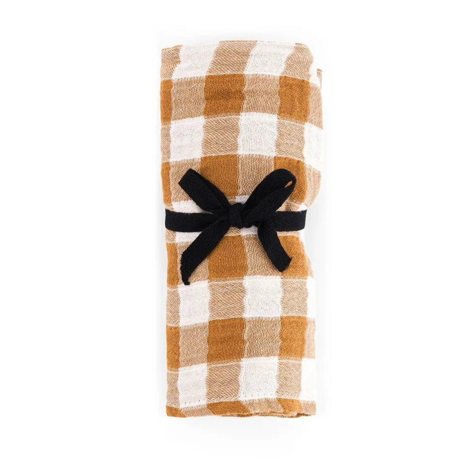 Musje Amsterdam Vichy wikkeldoek Caramel 110x110 katoen