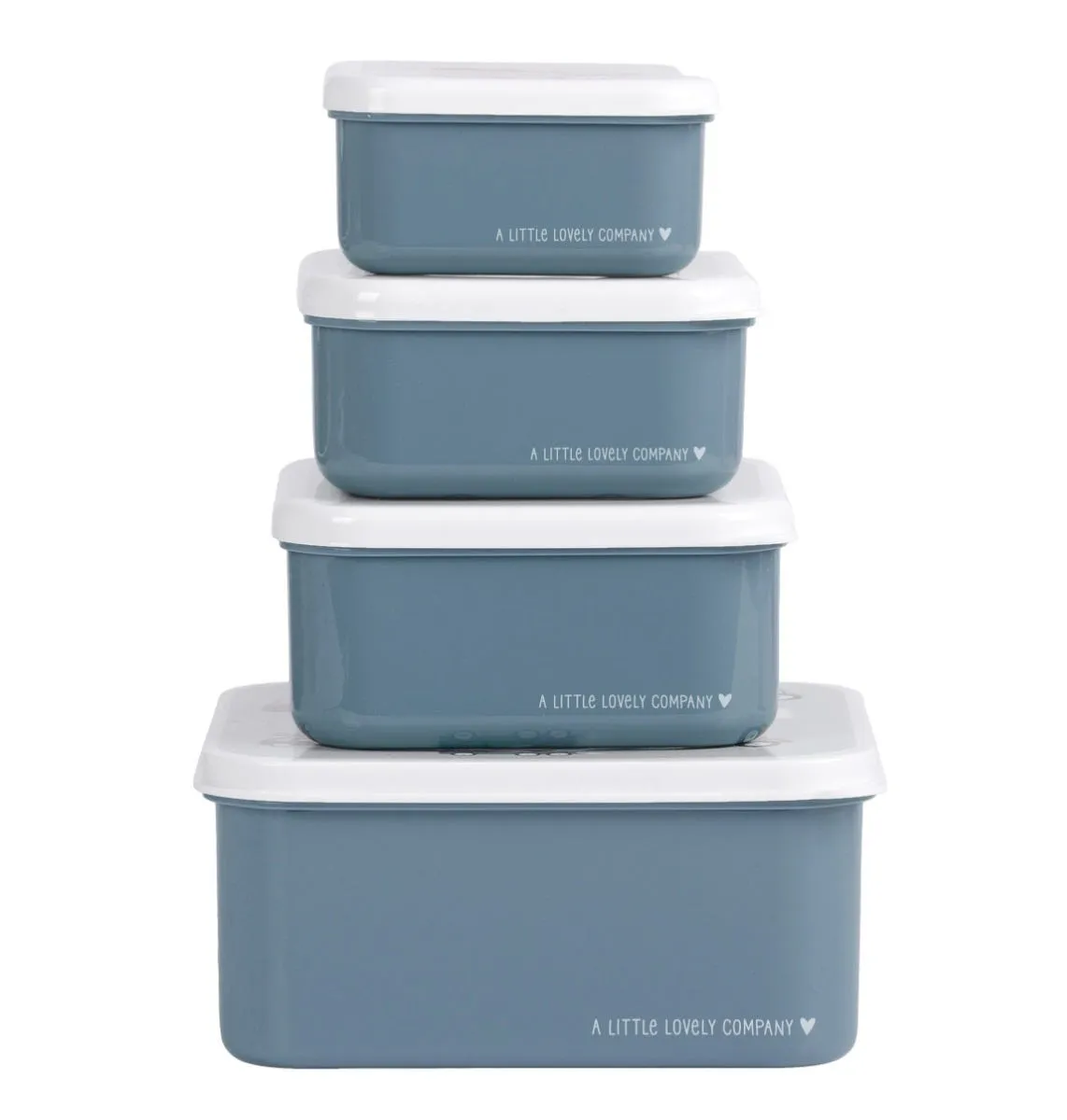 A Little Lovely Company Voertuigen lunch & snack box set 4-delig blauw