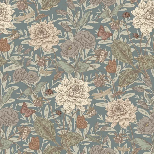 Little Amour Floral Spring behangstaal blauw bloemen