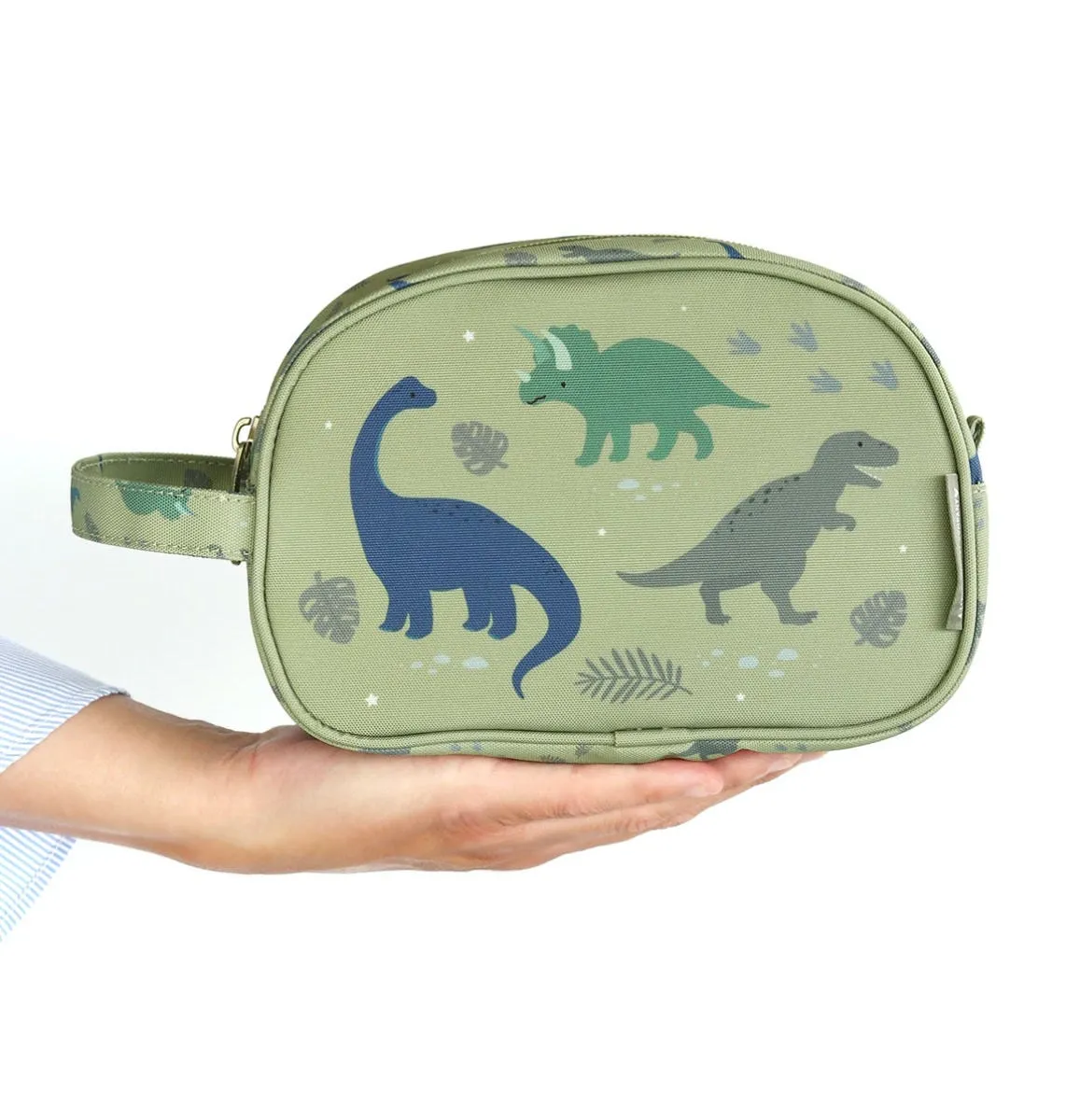 A Little Lovely Company Dinosaurussen toilettas ruim groen