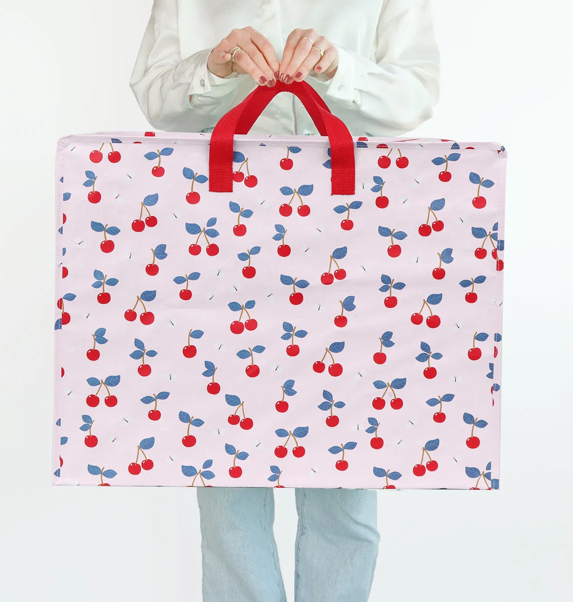A Little Lovely Company Kersen XL opbergtas roze met rits