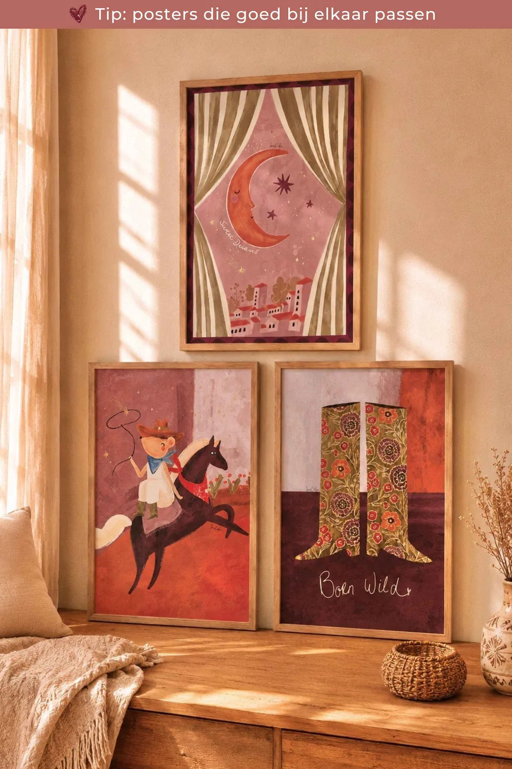 Lori & Cookie Kidsdeco Slapende Maan poster 30x40cm paars