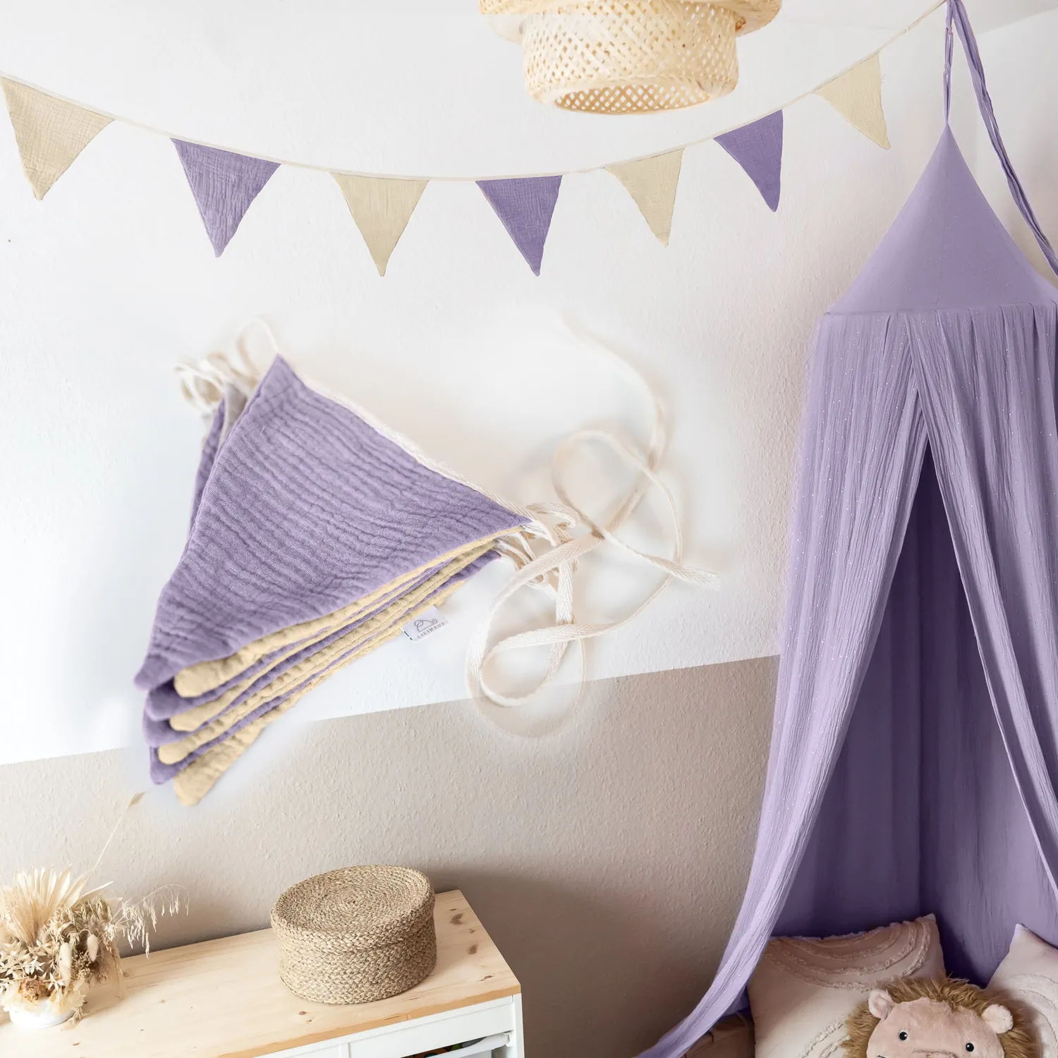 Lilimaus Wimpelketting Slinger Mousseline 300cm Creme