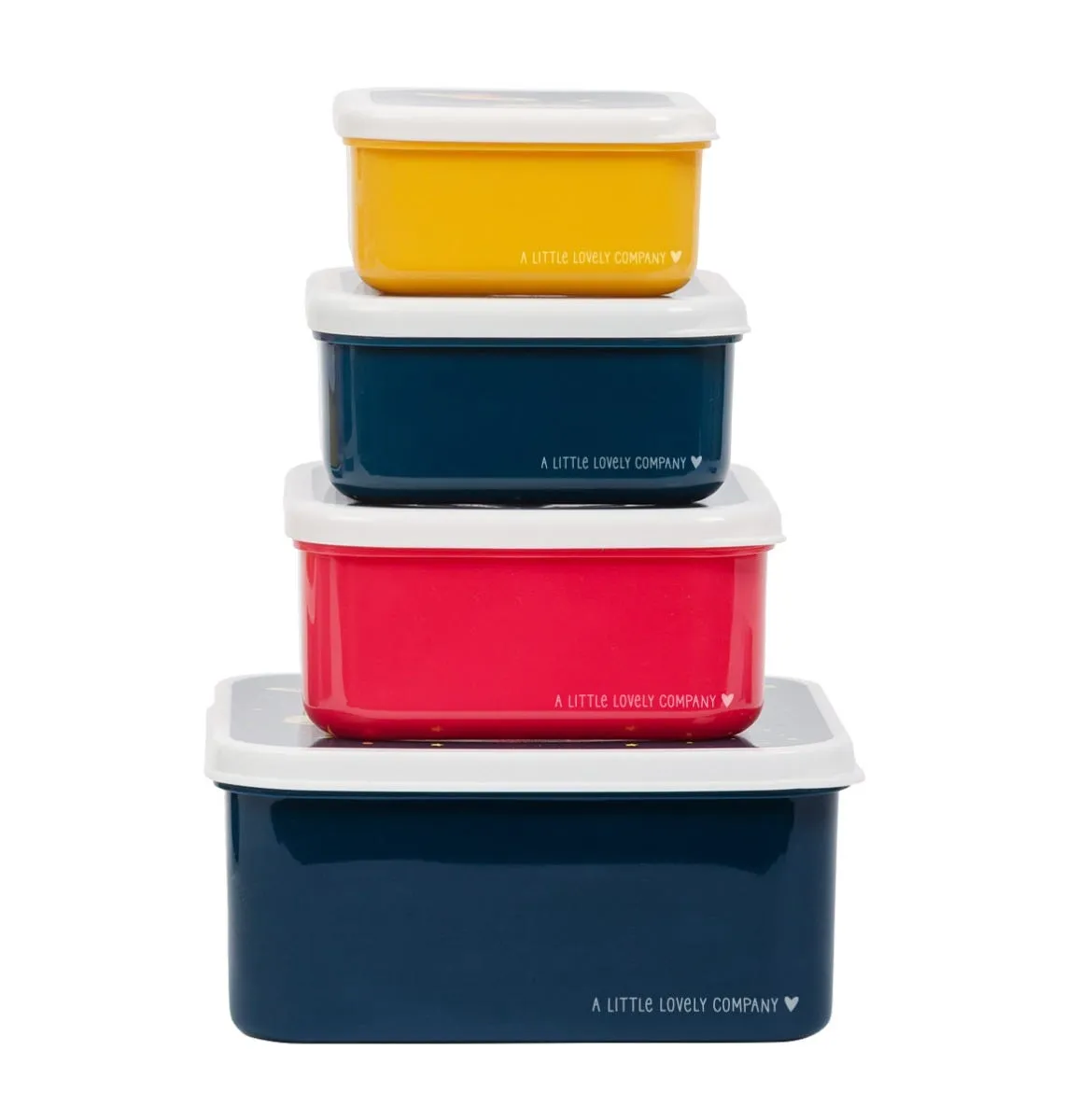 A Little Lovely Company Ruimte lunchbox set 4 stuks blauw