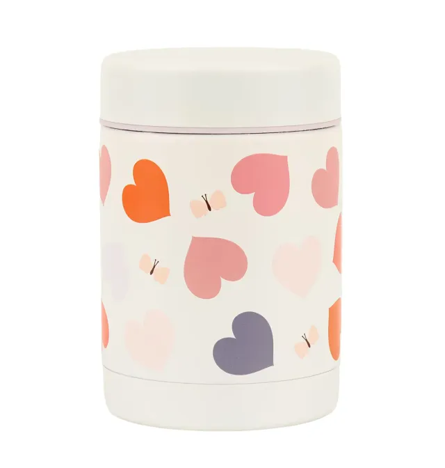 A Little Lovely Company voedselpot Hartjes 300 ml geïsoleerd RVS