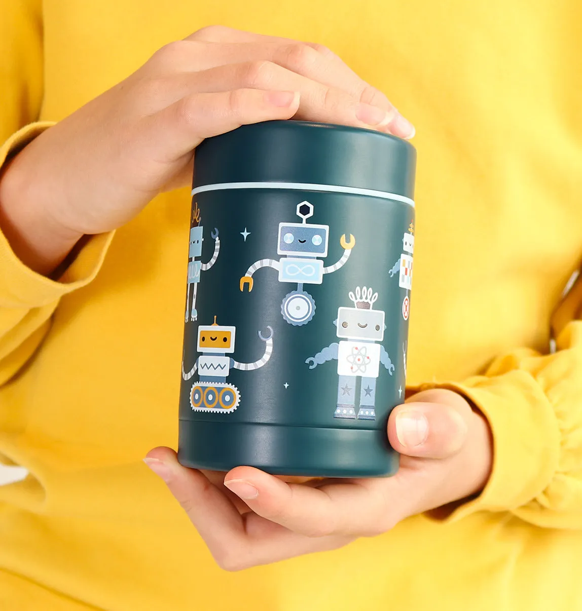 A Little Lovely Company Robots RVS voedselpot 300 ml geïsoleerd