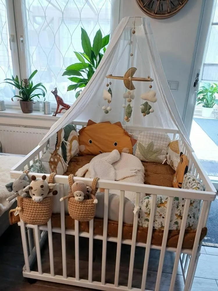 Lilimaus Babybett Himmel Musselin babyhemel wit met stok
