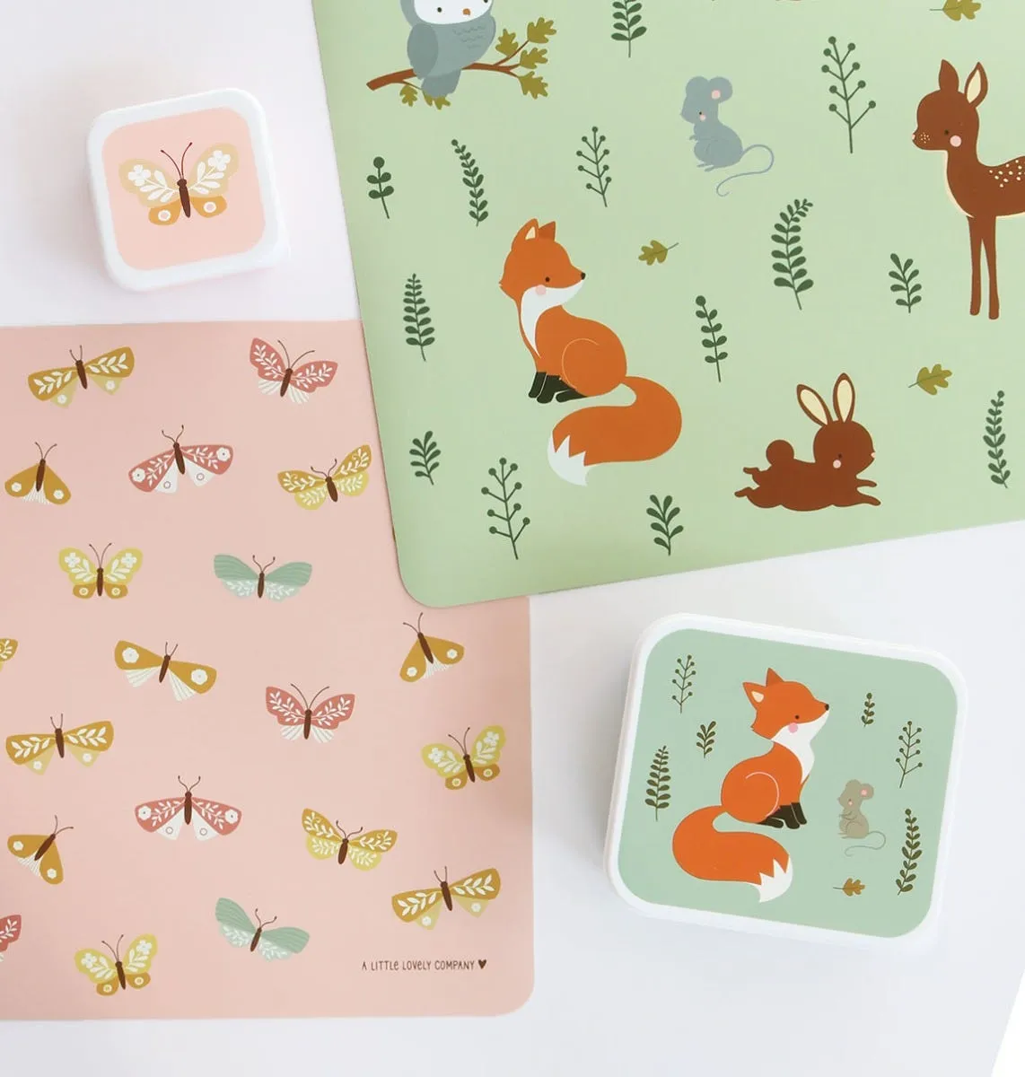 A Little Lovely Company Bosvriendjes placemat saliegroen vinyl