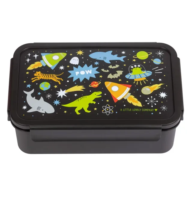 A Little Lovely Company Galaxy bento lunchbox zwart 2-vaks