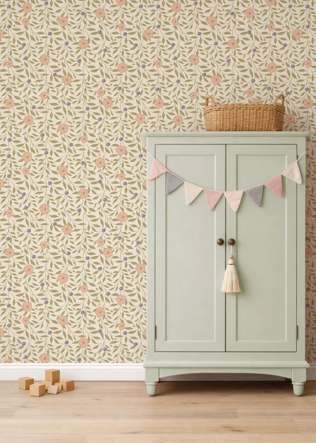 Little Amour Blossom Vines Lilac kinderbehang 1 rol