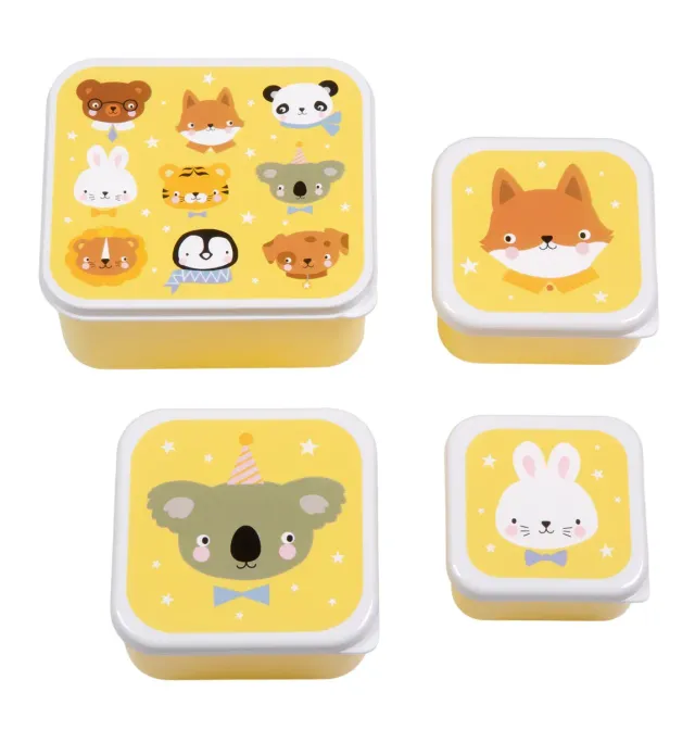 A Little Lovely Company Dierenvriendjes lunchbox set 4-delig