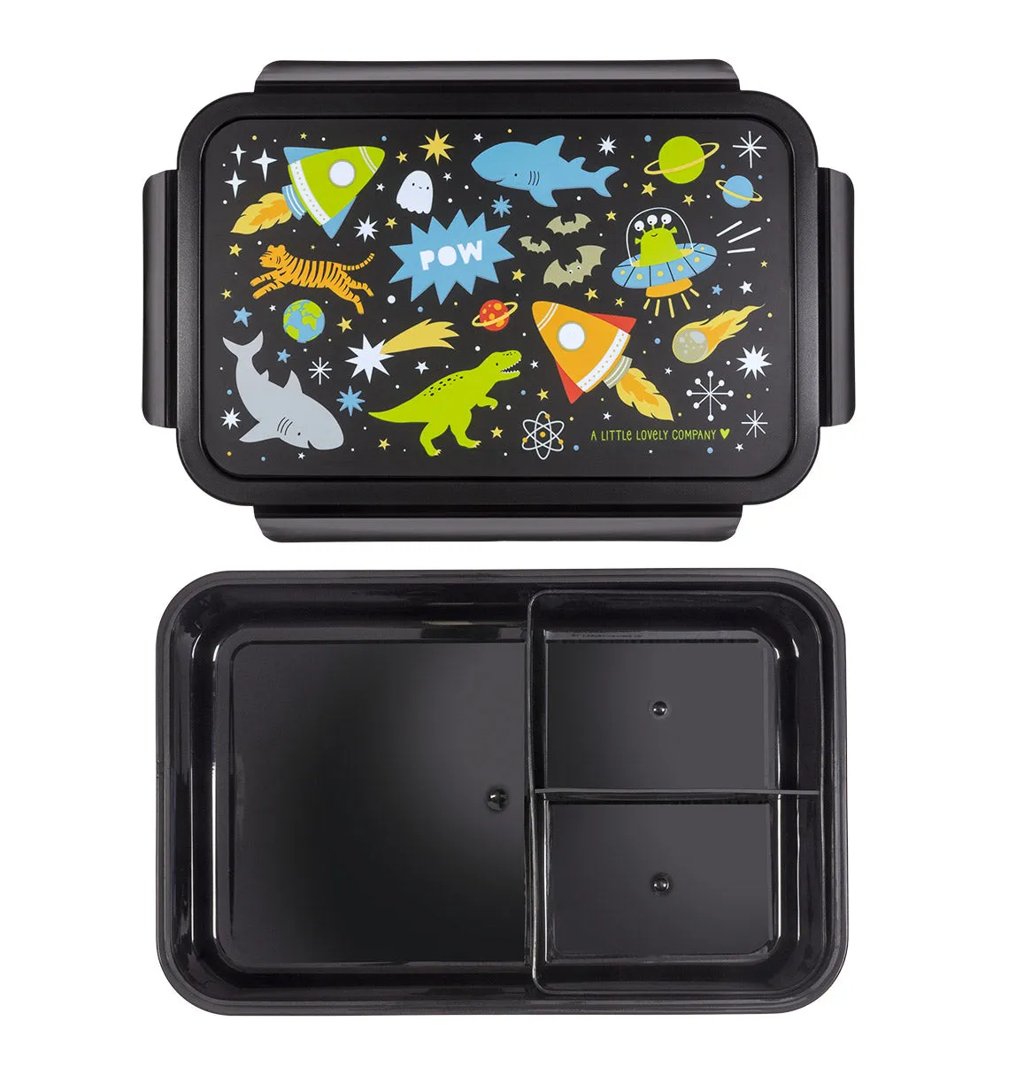 A Little Lovely Company Galaxy bento lunchbox zwart 2-vaks