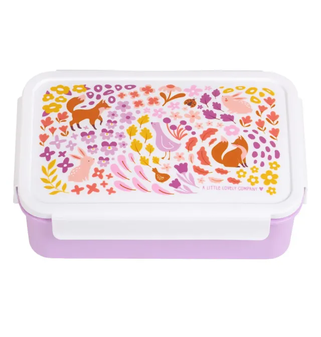 A Little Lovely Company Bloementuin bento lunchbox lila met vakken