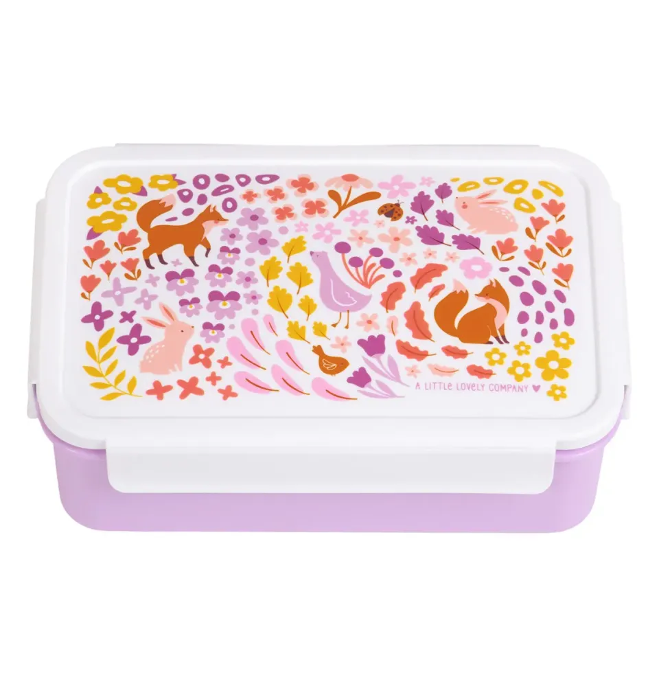 A Little Lovely Company Bloementuin bento lunchbox lila met vakken