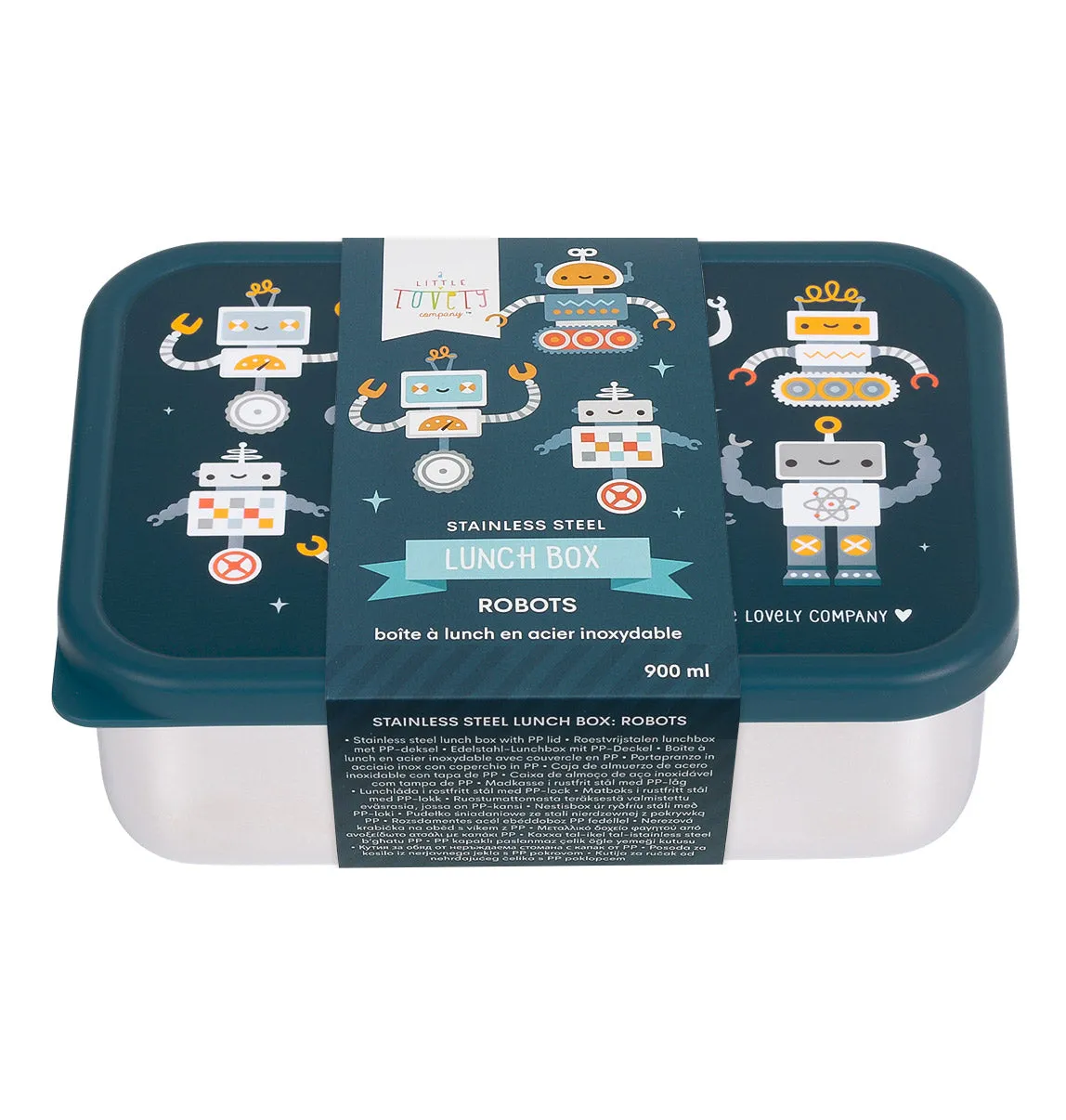 A Little Lovely Company Robots RVS lunchbox voor school