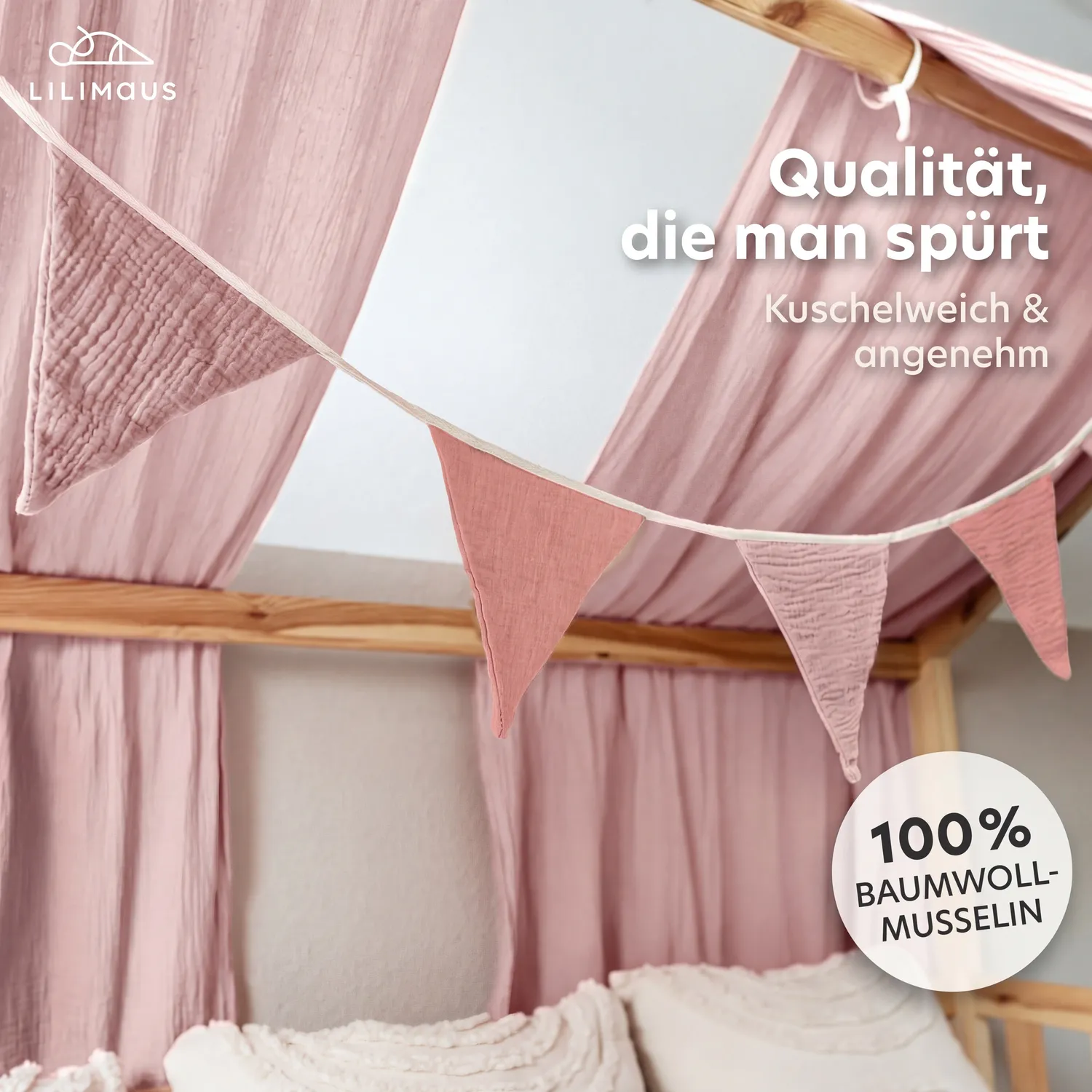 Lilimaus Wimpelketting Slinger Mousseline 300cm Creme