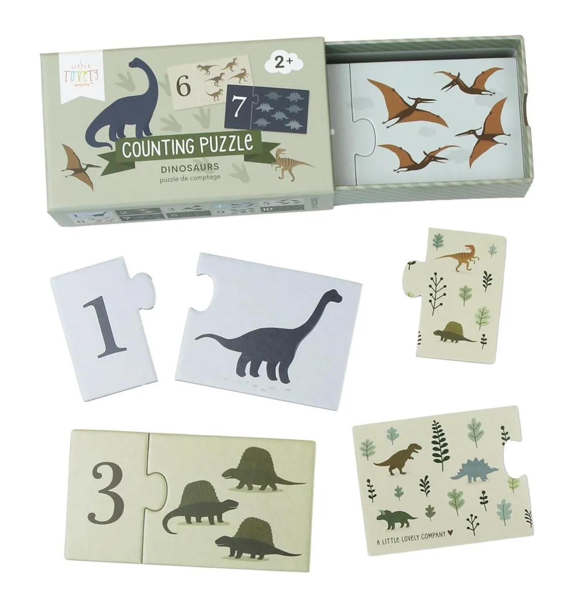 A Little Lovely Company Dinosaurussen telpuzzel 10 puzzels karton
