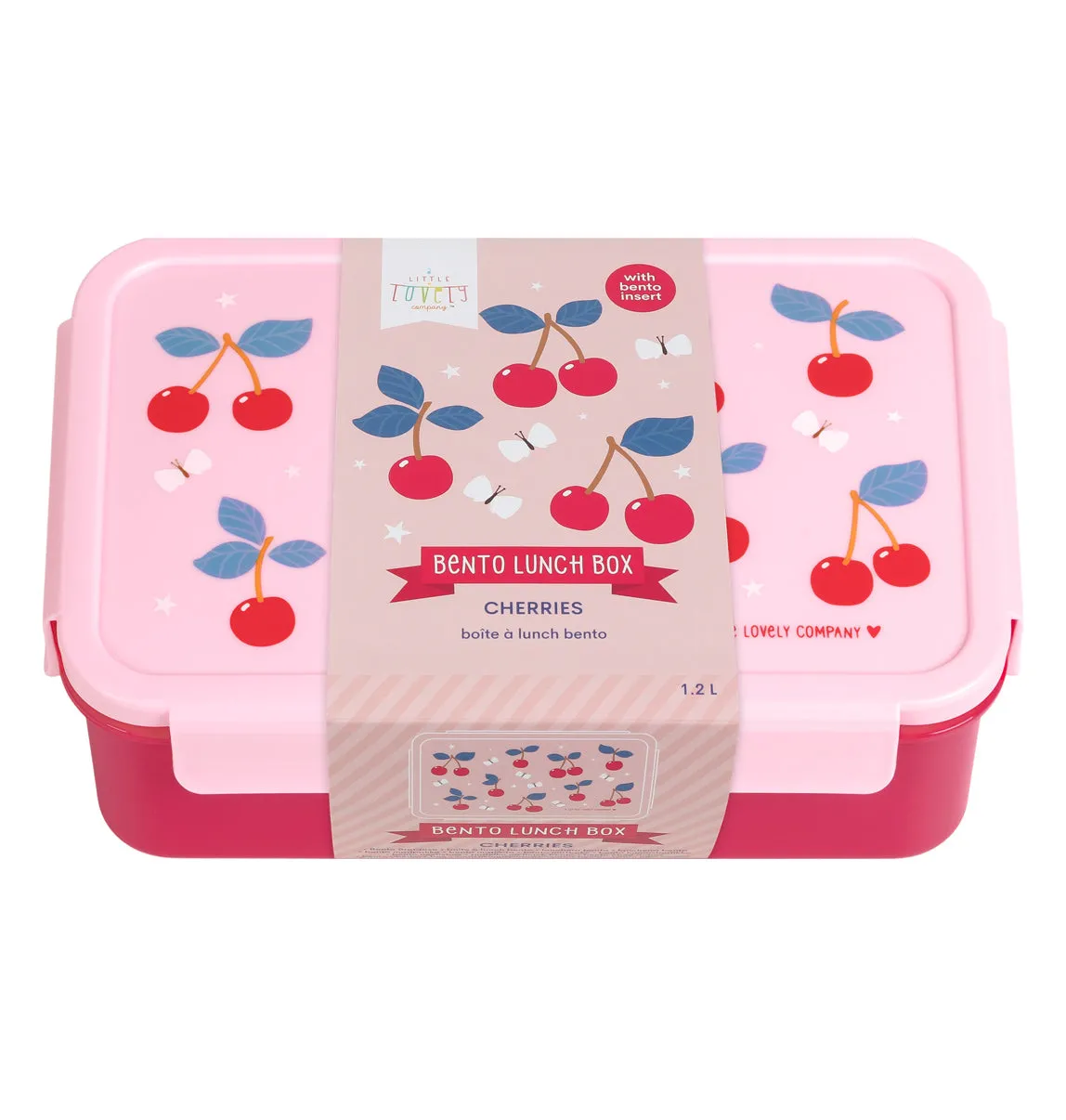 A Little Lovely Company Kersen bento lunchbox roze 2-vaks