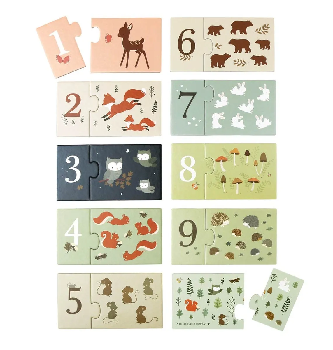 A Little Lovely Company Bosvriendjes telpuzzel 10-delig leren tellen