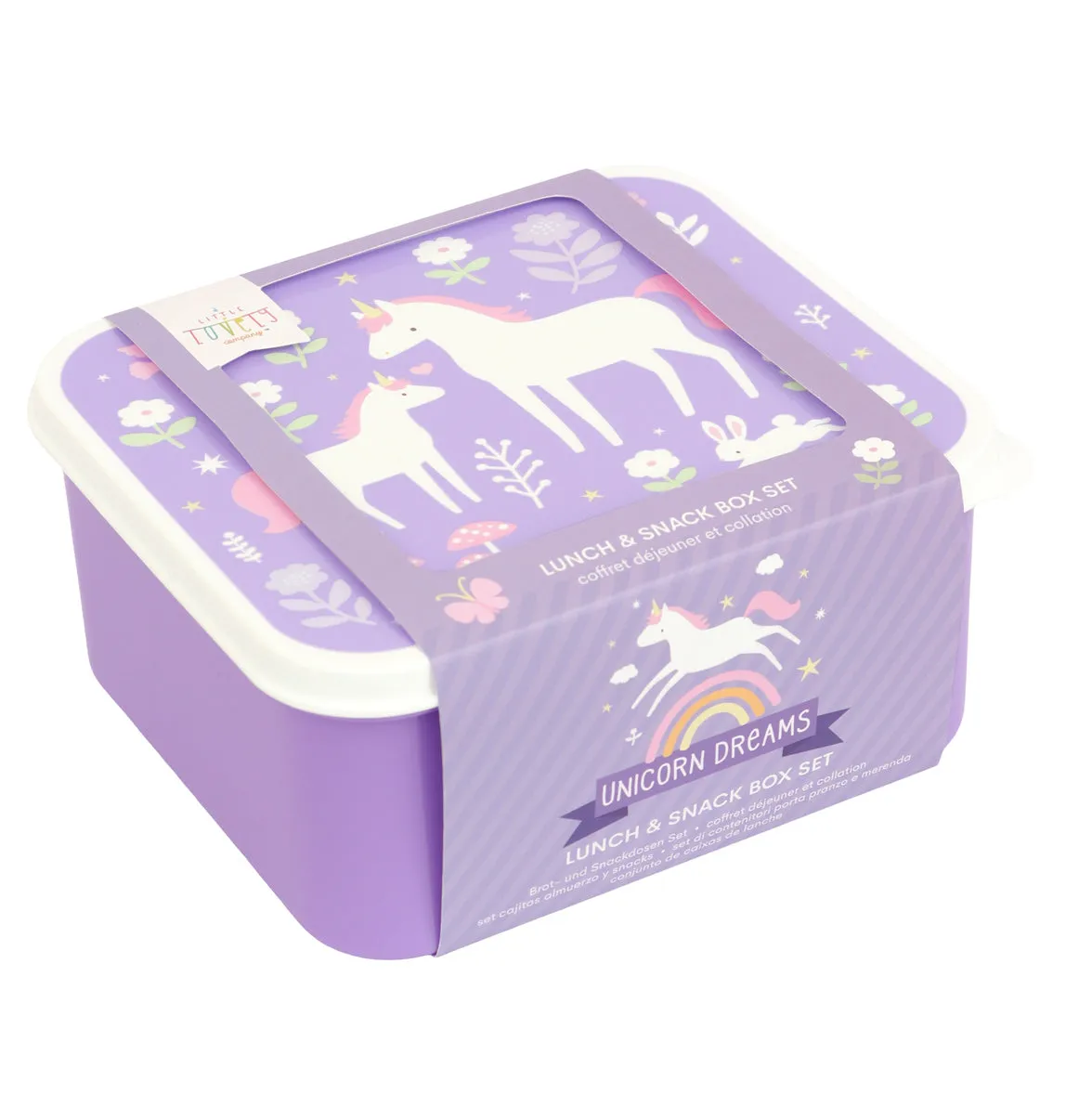 A Little Lovely Company Unicorn Dreams lunch snackbox set 4-delig