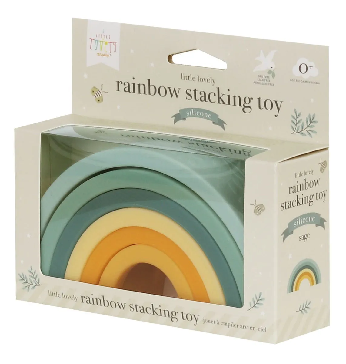 A Little Lovely Company Regenboog stapelspeelgoed siliconen sage