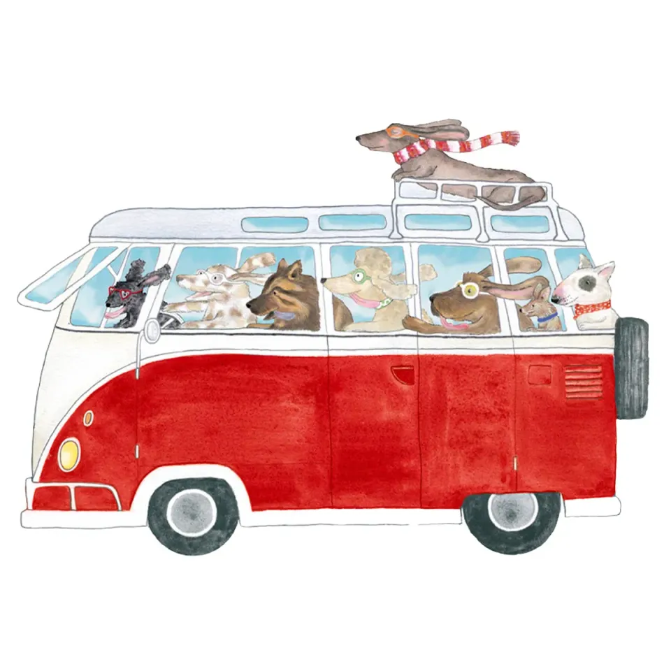 Hartendief Rode Camper muursticker 66x48cm vinyl