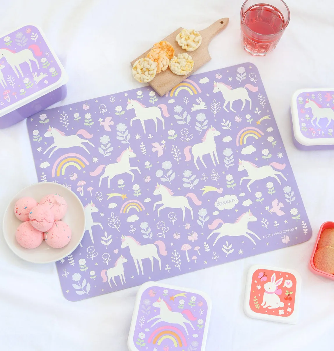 A Little Lovely Company Placemat Unicorn Dreams vinyl paars