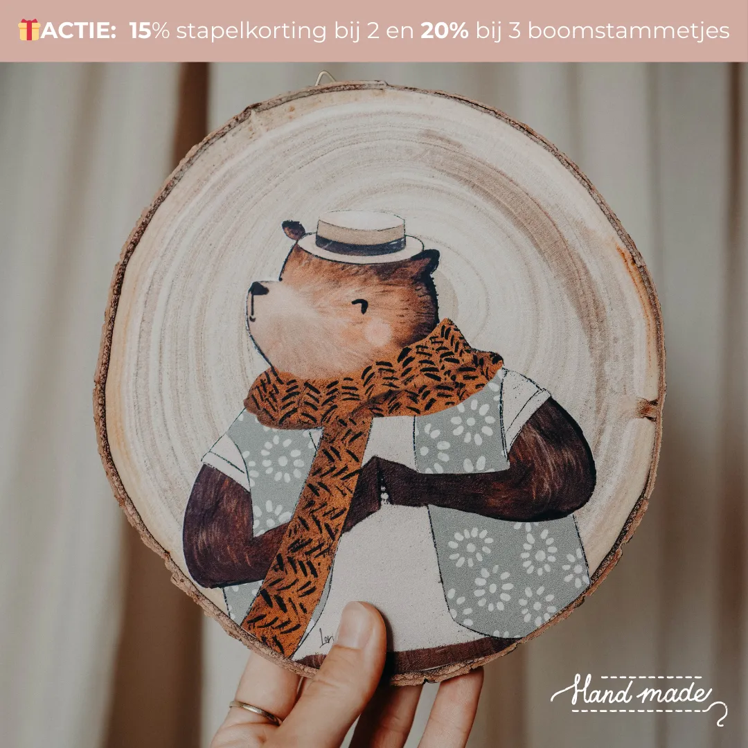 Lori & Cookie Kidsdeco Boomstammetjes wanddecoratie Koala met baby hout 20 cm
