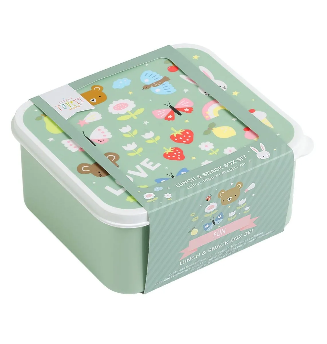 A Little Lovely Company Joy lunchbox set 4-delig mintgroen