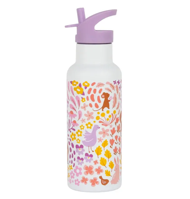 A Little Lovely Company Bloementuin XL RVS drinkfles 500 ml