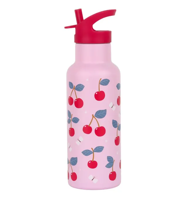 A Little Lovely Company Kersen XL RVS drinkfles 500 ml
