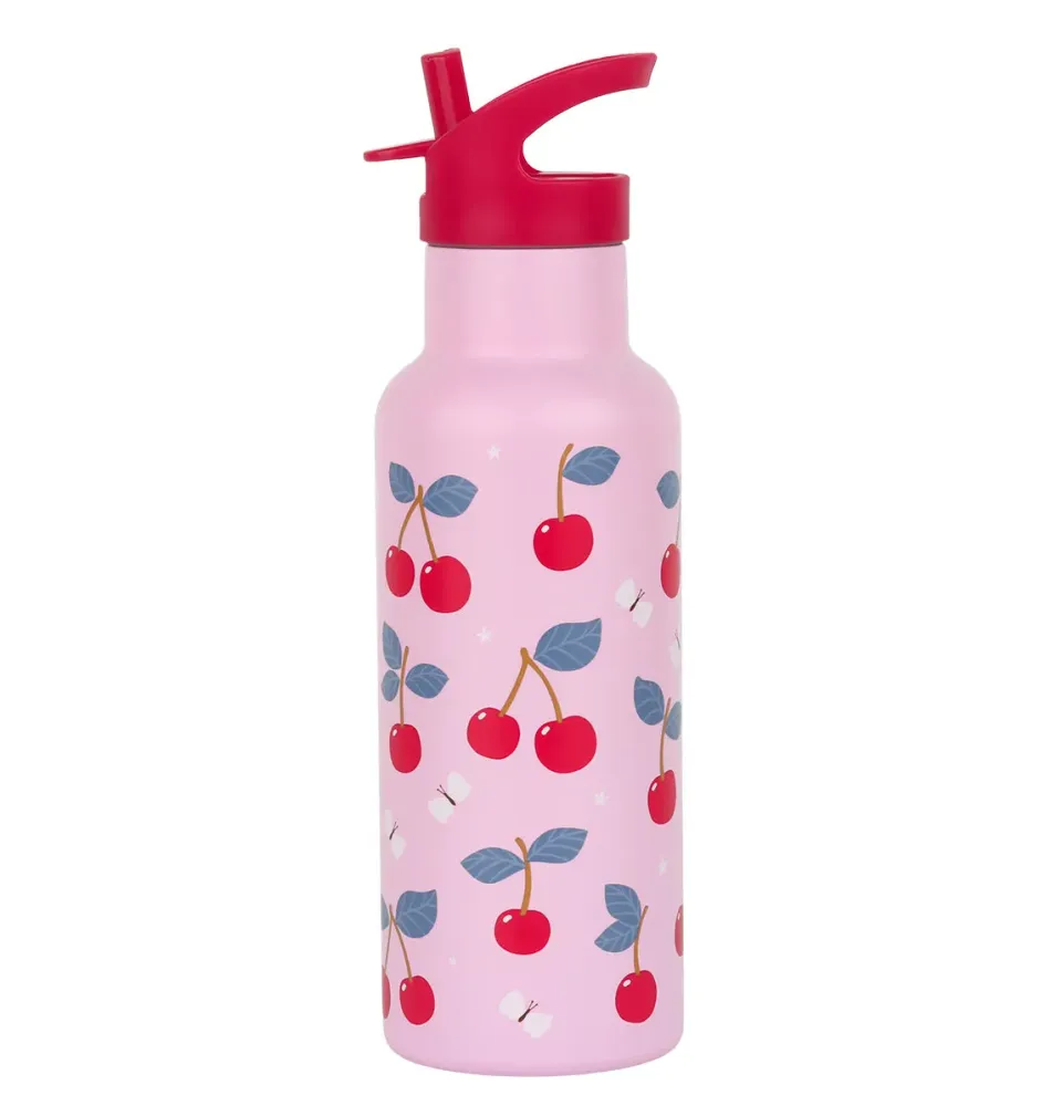 A Little Lovely Company Kersen XL RVS drinkfles 500 ml