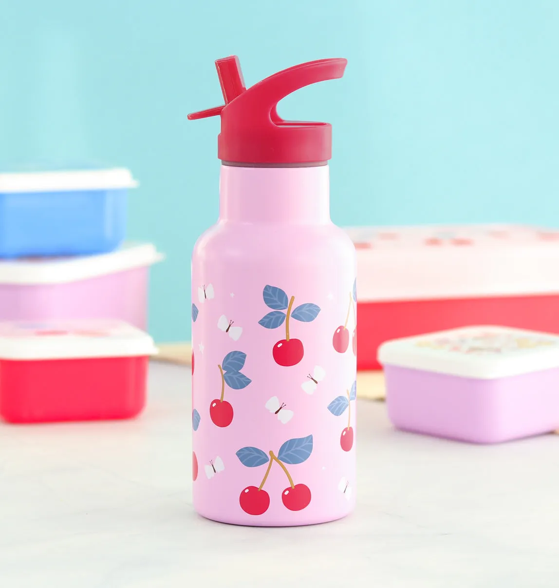 A Little Lovely Company Kersen rvs drinkfles 350 ml