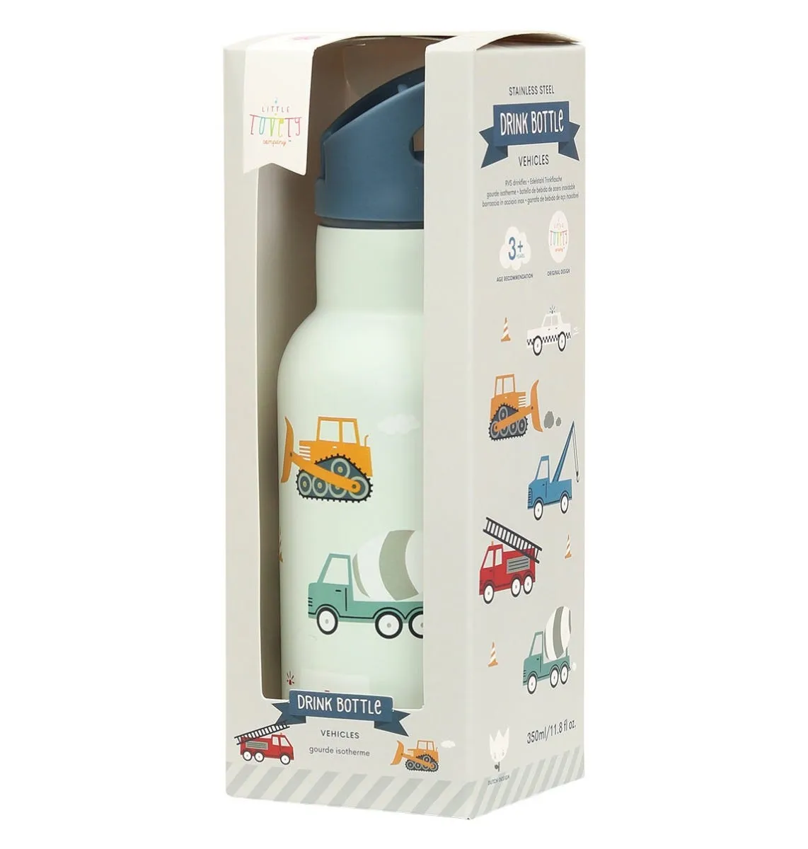 A Little Lovely Company Voertuigen RVS drinkfles 350ml
