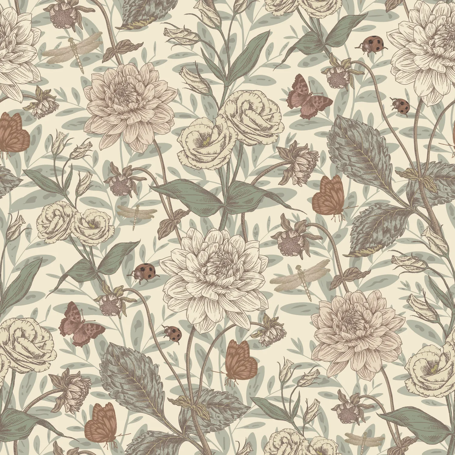 Little Amour Floral Spring creme behang 1 rol bloemen