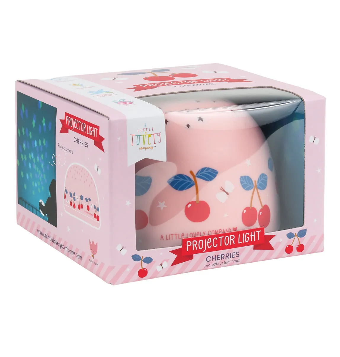 A Little Lovely Company Kersen projectorlamp sterren roze draadloos
