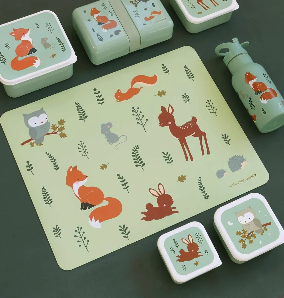 A Little Lovely Company Bosvriendjes placemat saliegroen vinyl
