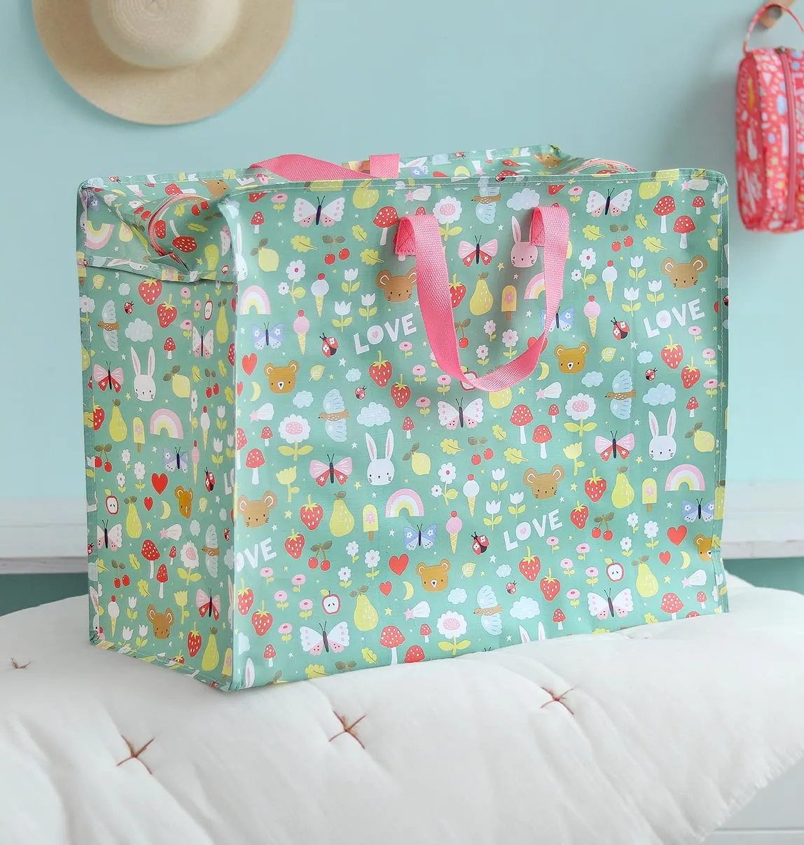 A Little Lovely Company Joy XL opbergtas mintgroen gerecycled