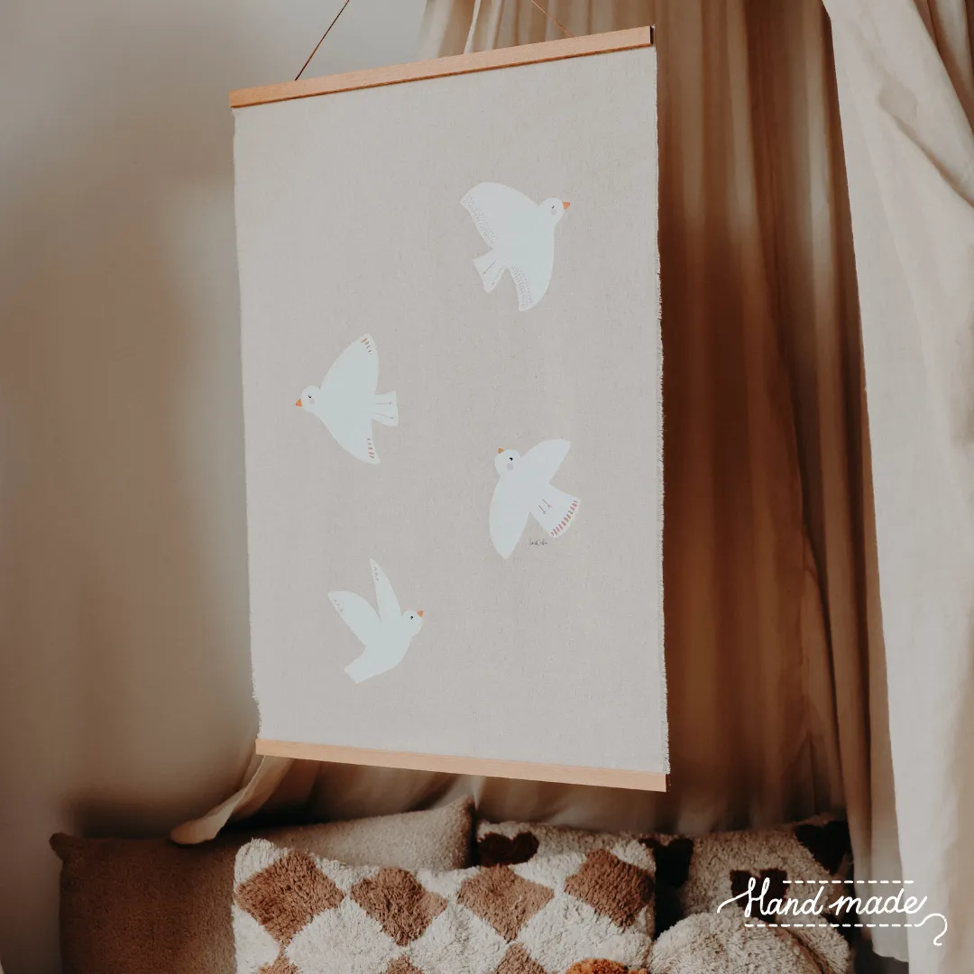 Lori & Cookie Kidsdeco Vogels XXL wandkleed 50x75cm linnen