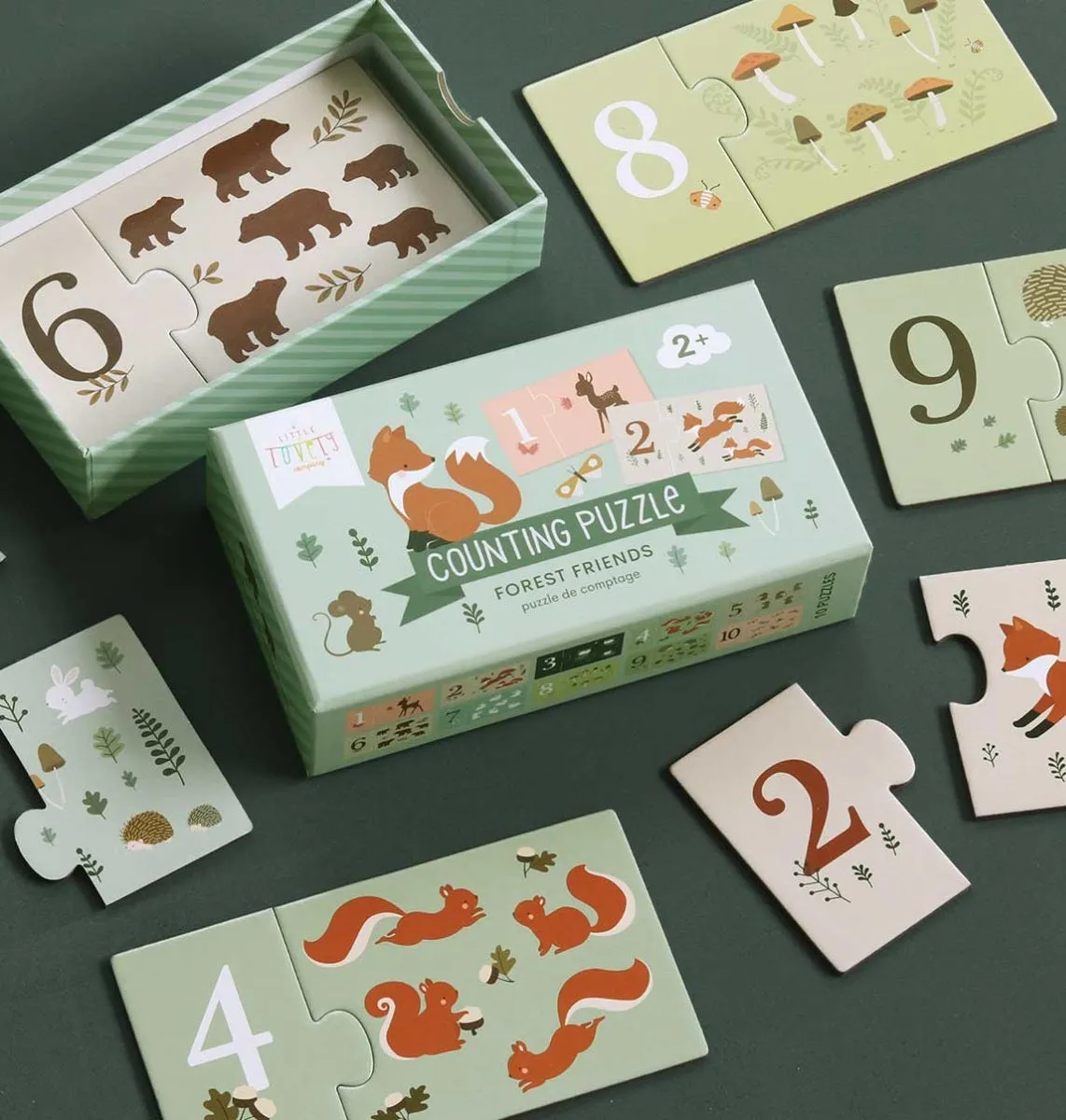 A Little Lovely Company Bosvriendjes telpuzzel 10-delig leren tellen