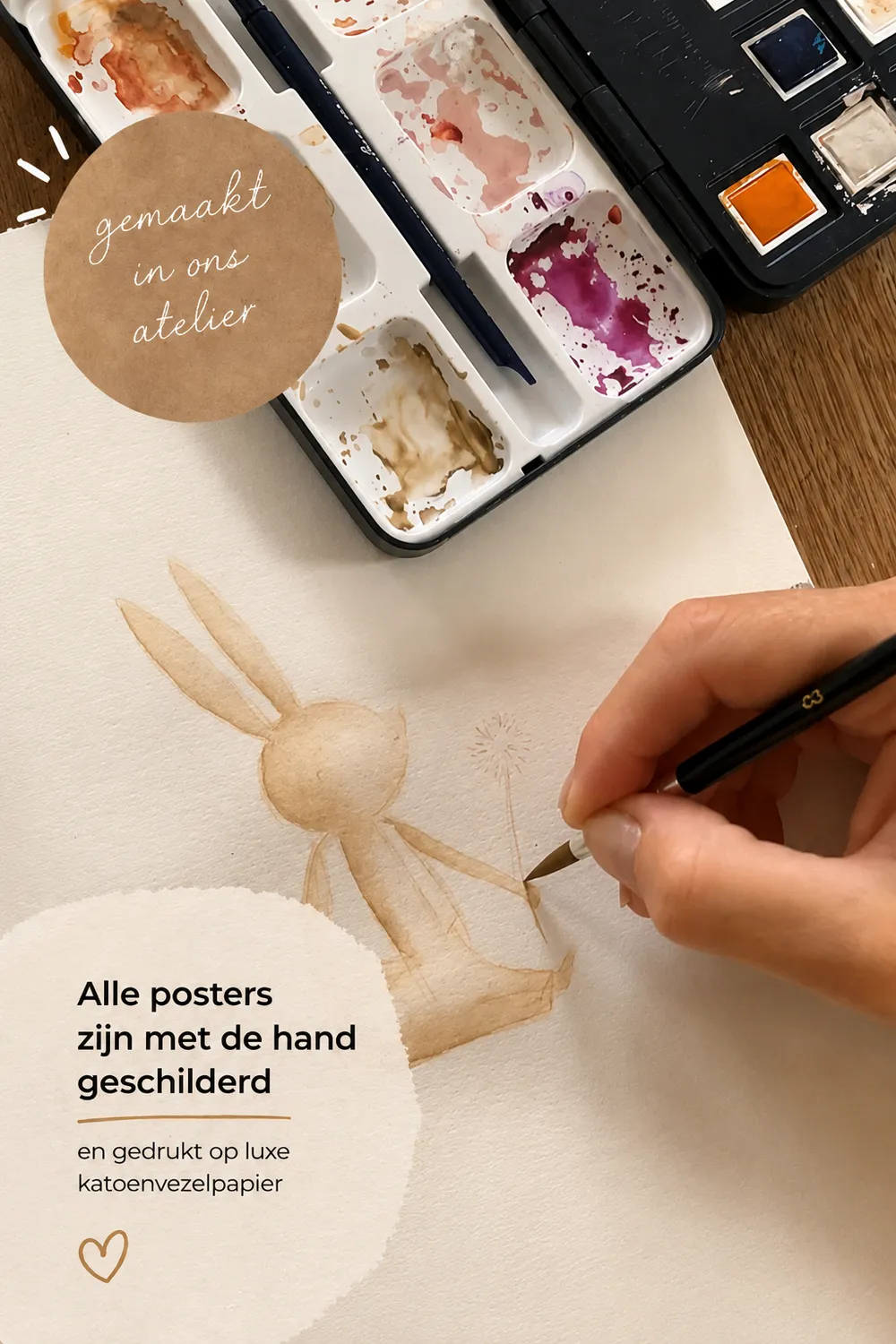 Lori & Cookie Kidsdeco Vrolijke zon poster A3 goudfolie
