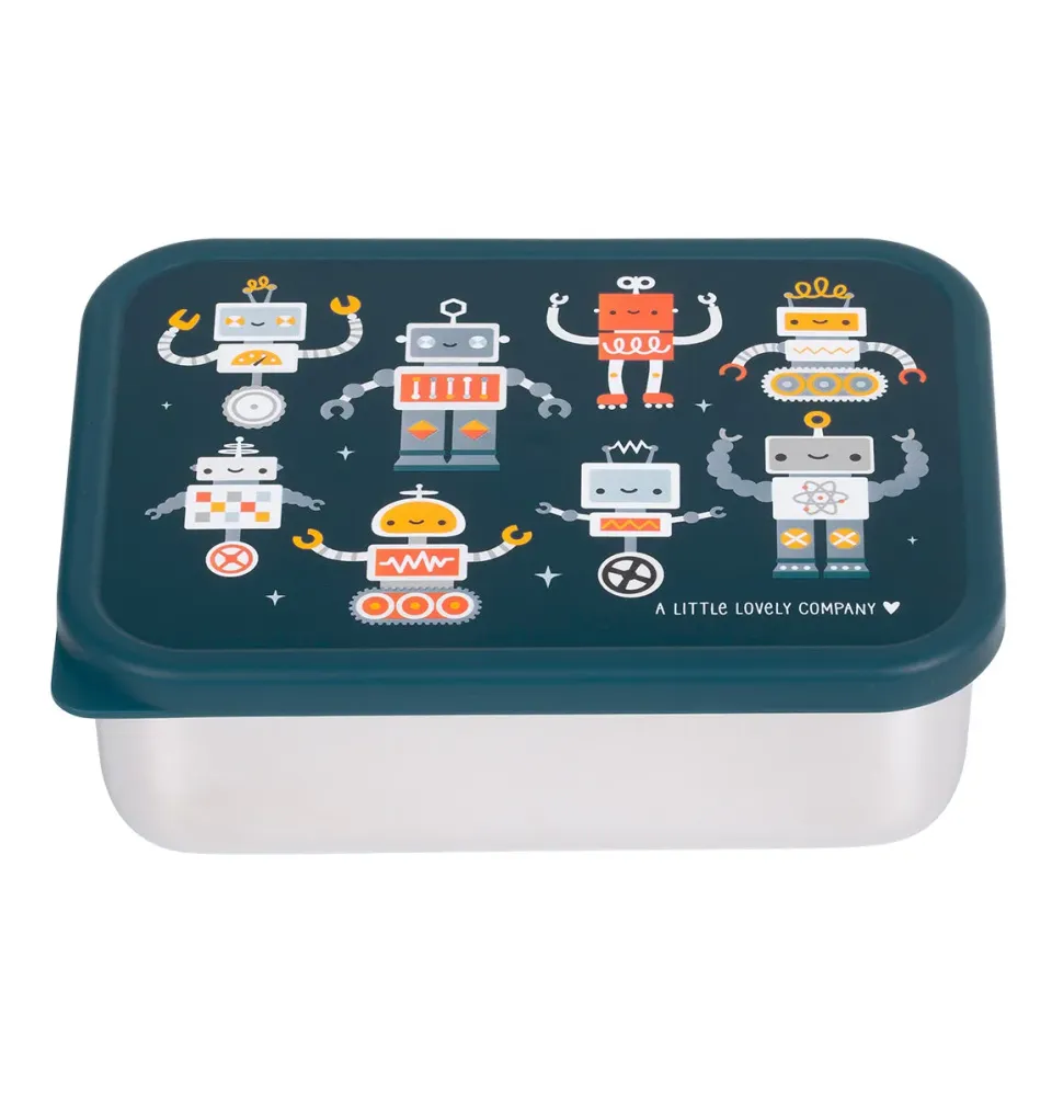 A Little Lovely Company Robots RVS lunchbox voor school