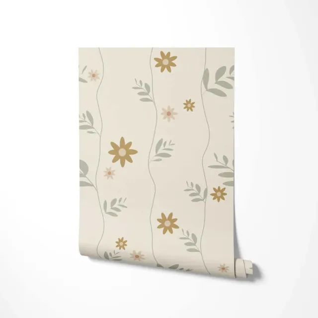 Little Amour Daisy bloemenbehang oker 1 rol madelief